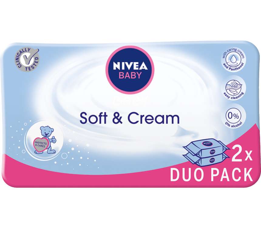 Nivea Baby Chusteczki nawilżone Soft&Cream 2x63
