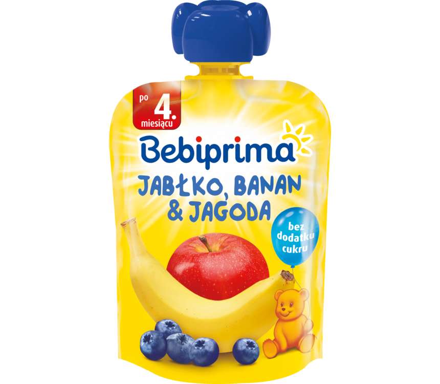 Bebiprima Mus owocowy jabłko,banan, jagoda 90 g