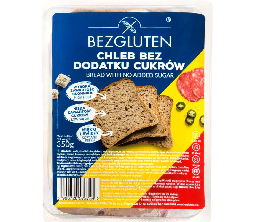 BEZGLUTEN Chleb bez dodatku cukrów 350 g