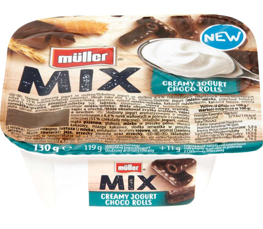 Müller Mix Jogurt kremowy, pł.czekolad 130 g
