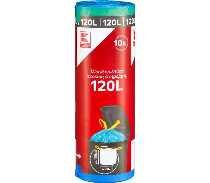 K-Classic Worki na śmieci 120L z taśmą 10 szt.