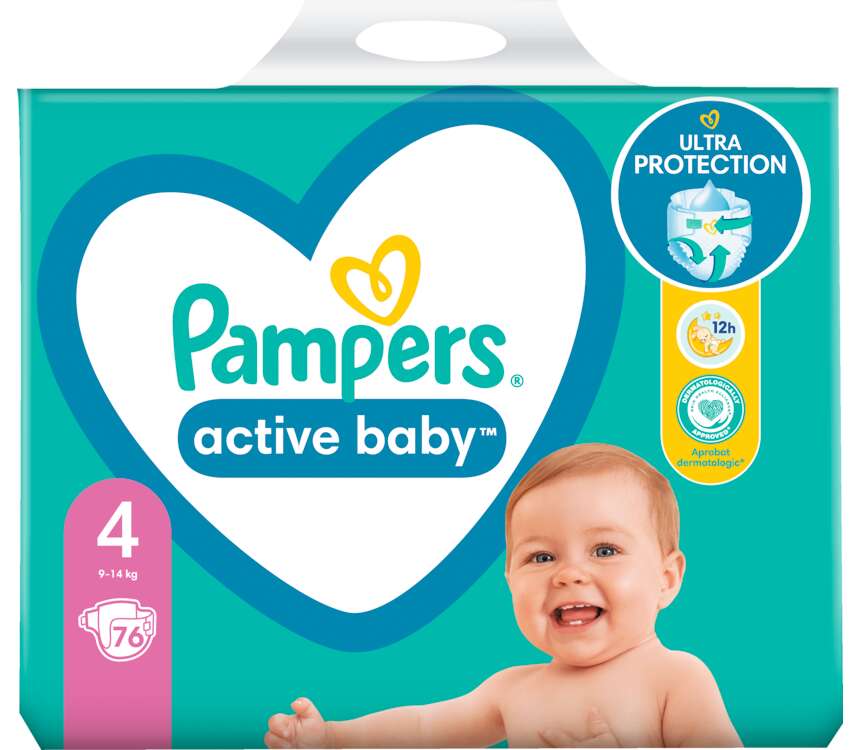 Pampers Active Baby Pieluchy rozmiar 4 Giant Pack 9-14 kg 76 szt