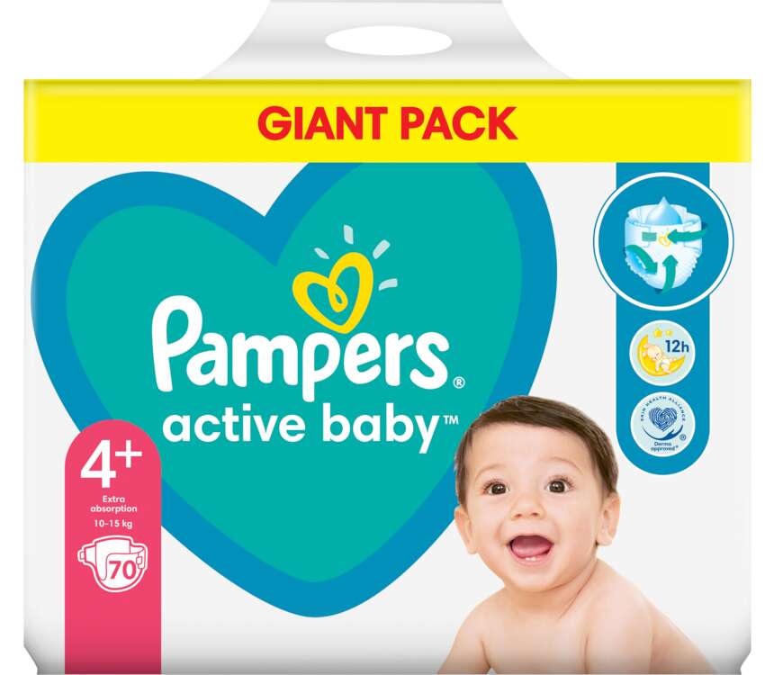Pampers Active Baby Pieluchy rozmiar 4+ Giant Pack 10-15 kg 70 szt