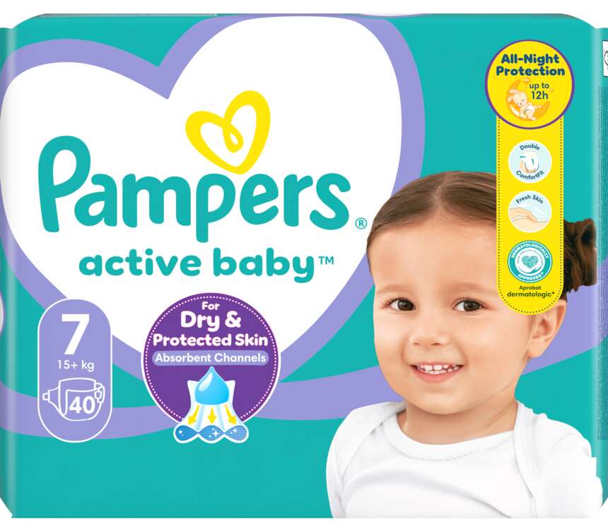 Pampers Active Baby Pieluchy rozmiar 7 Maxi Pack 15+ kg 40 szt.