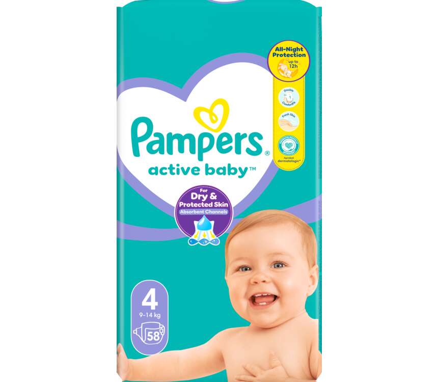 Pampers Active Baby Pieluchy rozmiar 3 Maxi Pack 9-14 kg 58 szt.