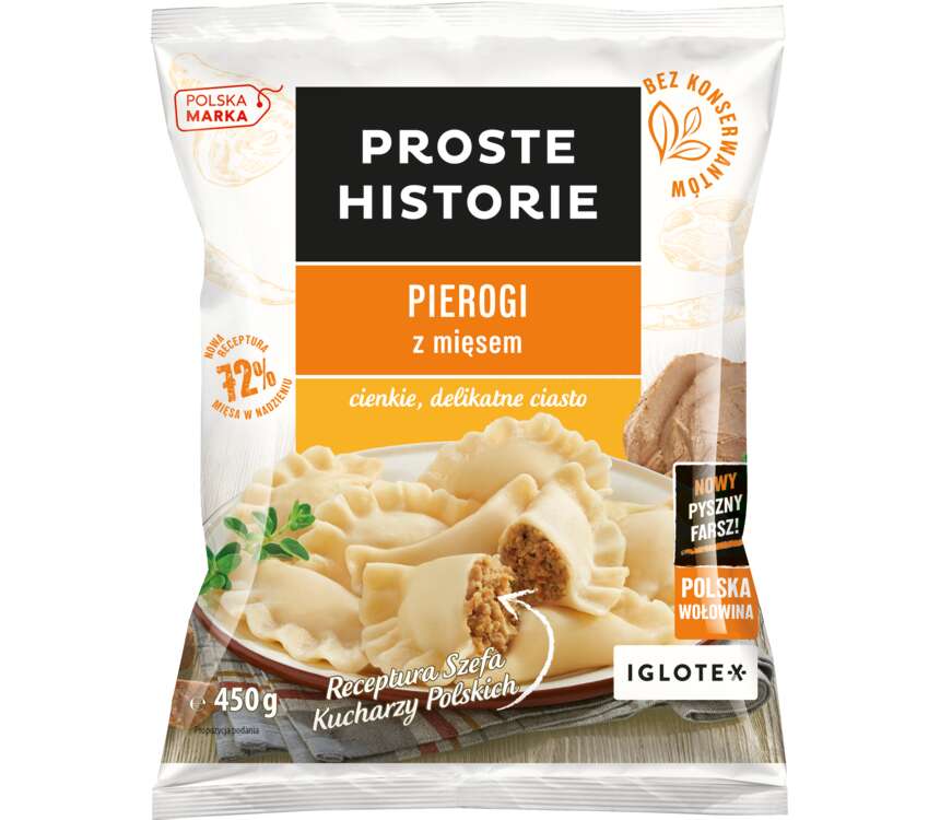 Iglotex Proste Historie pierogi z mięsem 450 g
