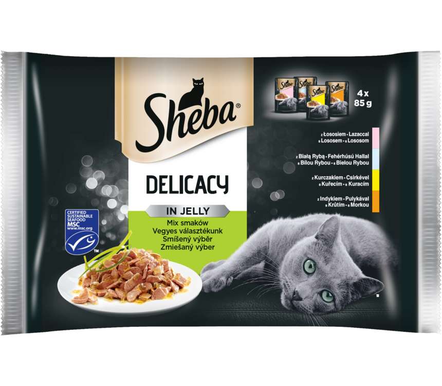 Sheba Karma mokra dla kota łosoś, indyk 4x85 g