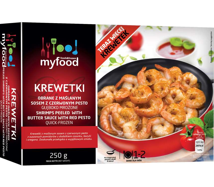 Myfood Krewetki z sosem maślanym i czerwonym pesto 250 g