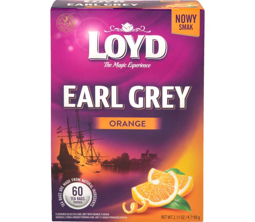 Loyd Earl Grey Herbata czarna o smaku pomarańcz 60x1,5 g