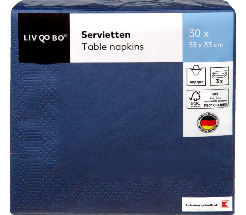 Liv & Bo Serwetki 33x33 cm niebieskie 30 szt.