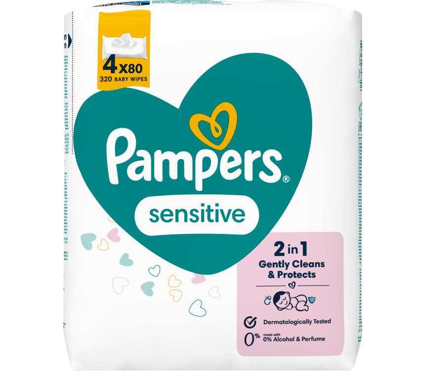 Pampers Chusteczki nawilżane Sensitive XXL 4x80