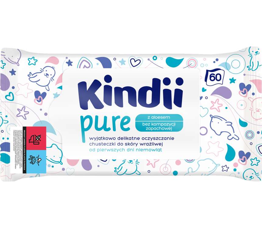 Kindii Chusteczki nawilżane Pure 60 szt.