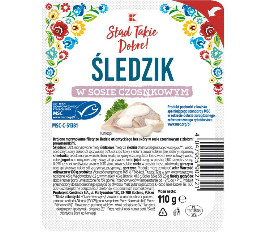 K-Stąd Takie Dobre Śledzik w sosie czosnkowym 110 g