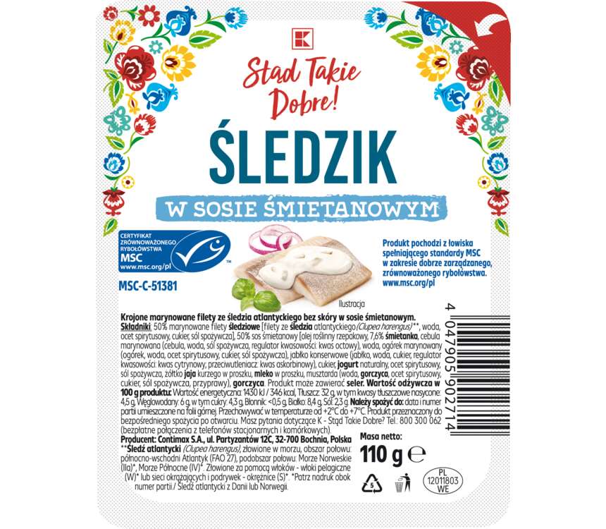 K-Stąd Takie Dobre Śledzik w sosie śmietanowym 110 g