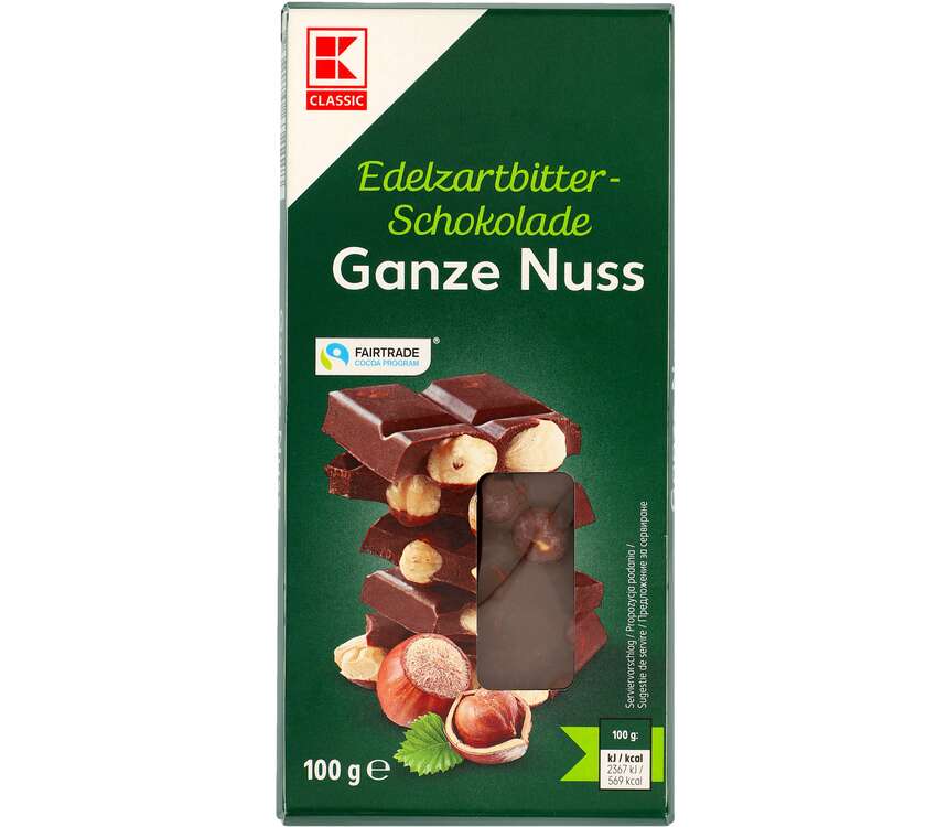 K-Classic Czekolada gorzka z całymi orzechami 100 g