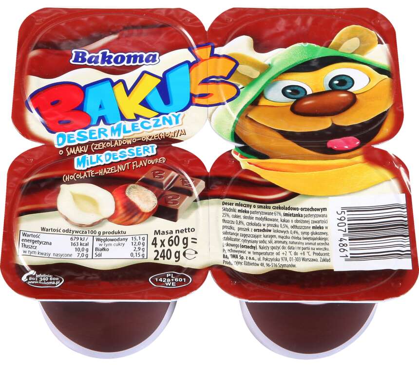 Bakoma Bakuś czekolada-orzech 4 x 60 g