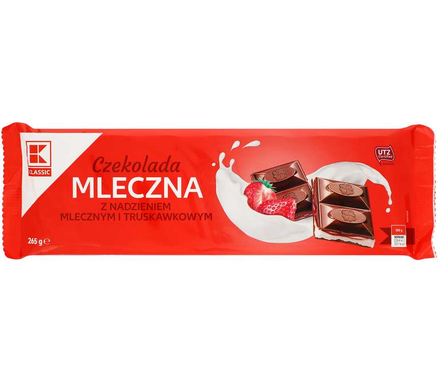K-Classic Czekolada mleczna z nadz. truskawkowym 265 g
