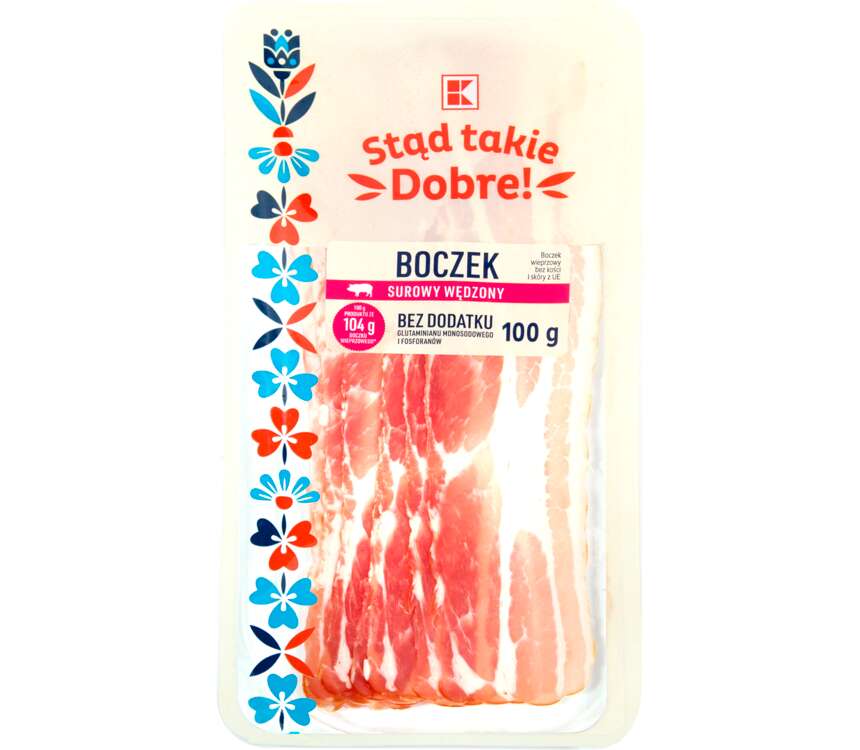 K-Stąd Takie Dobre Boczek surowy wędzony, plastry 100 g