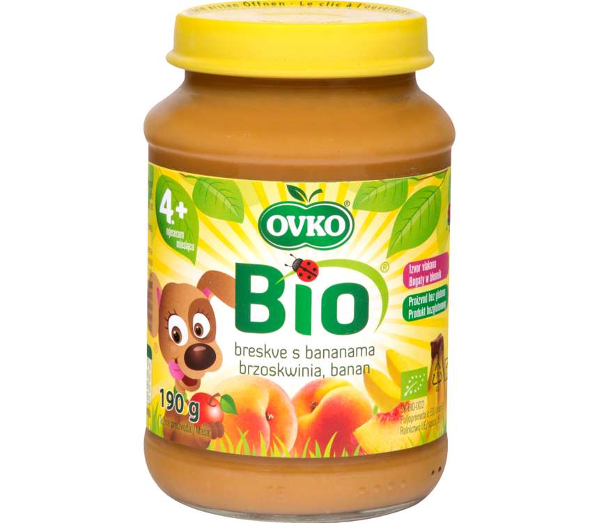 Ovko BIO Deser brzoskwinia banan 190 g