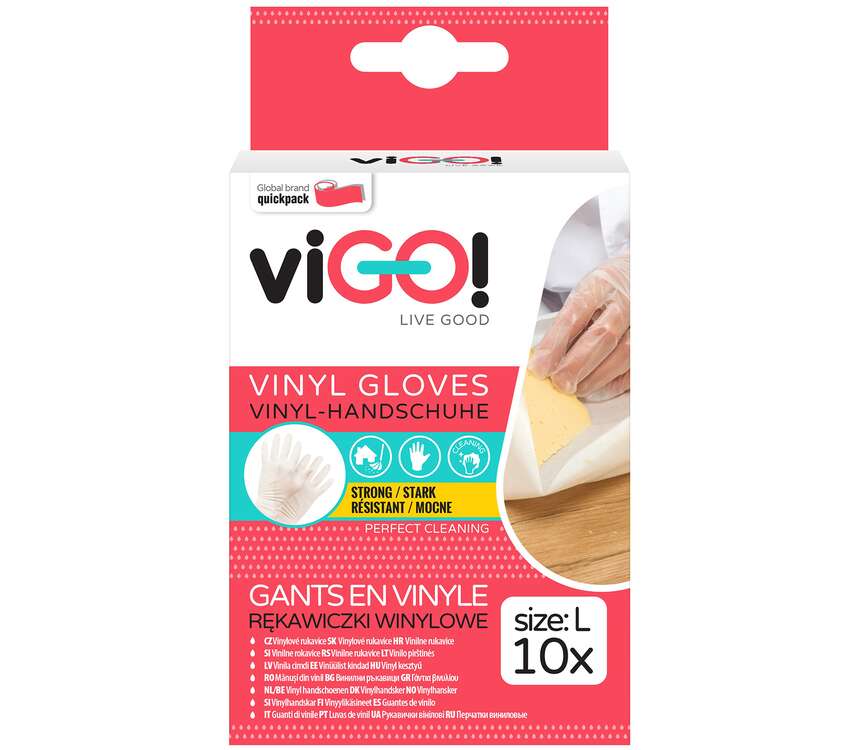 viGO! Rękawice winylowe L mocne 10 szt.