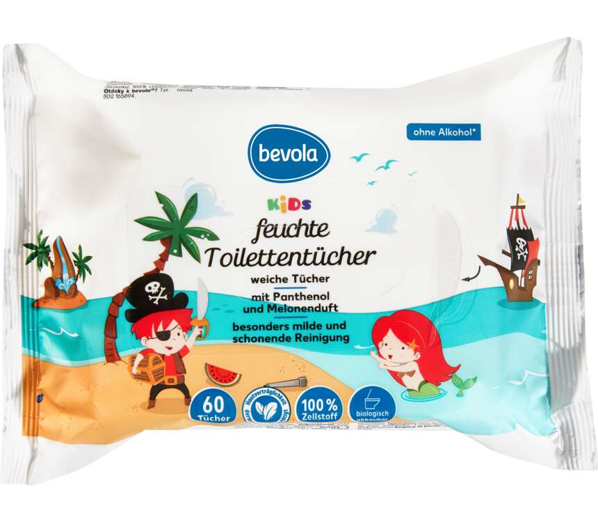 Bevola Nawilżany papier toaletowy Melon 60 szt