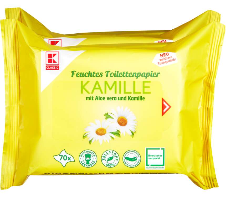 K-Classic Nawilżany papier toaletowy Rumiankowy 2x70szt.