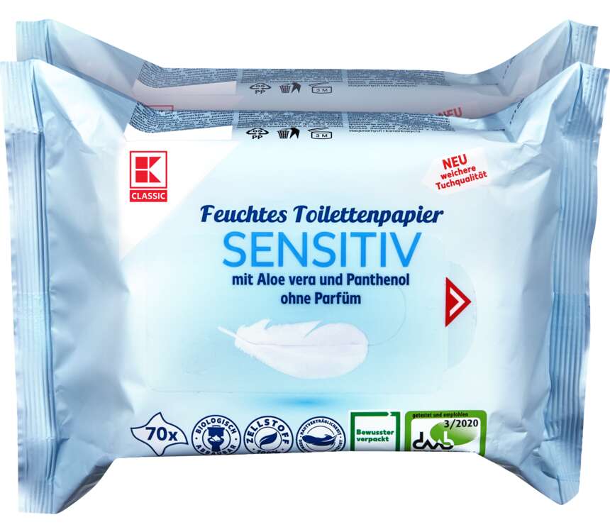 K-Classic Nawilżany papier toaletowy Sensitiv 2x70szt.