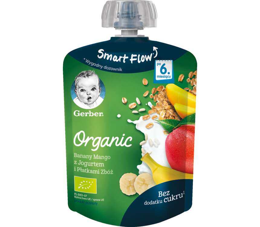 Gerber Organic Mus mango, banan jogurt, musli 90 g