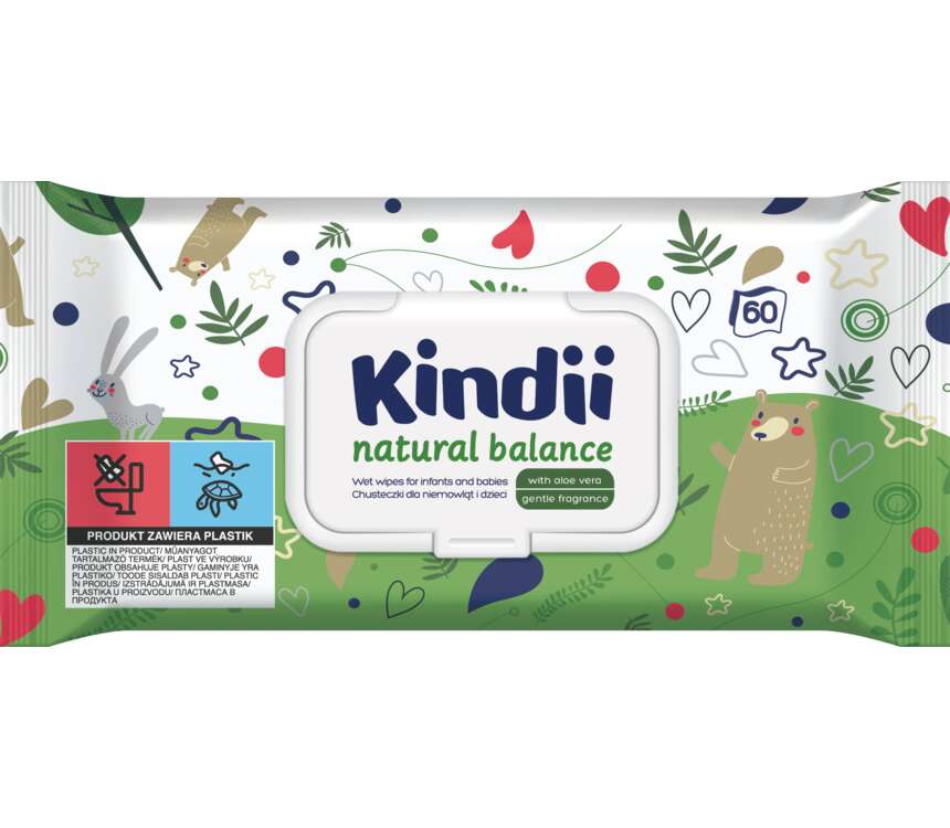 Kindii Chusteczki d/dzieci NaturalBalance 60 szt.