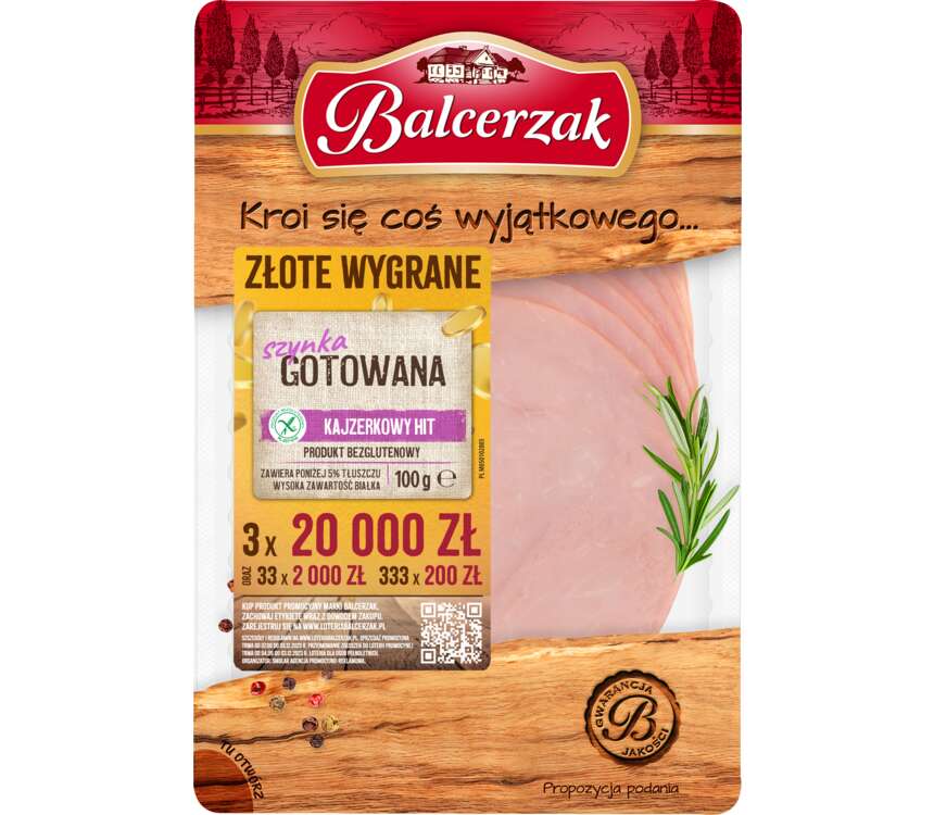 Balcerzak Szynka gotowana plastry 100 g