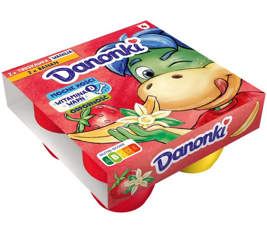 Danonki Mega Serek banan- -truskawka-wanilia 4x90 g