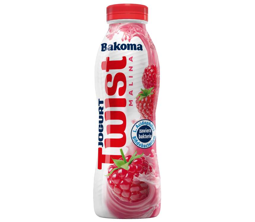Bakoma Twist Jogurt pitny malinowy 380 g