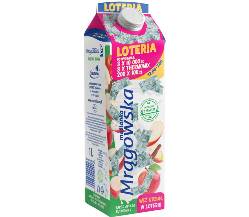Mlekpol maślanka Maślanka Mrągowska stracciatella 1 L