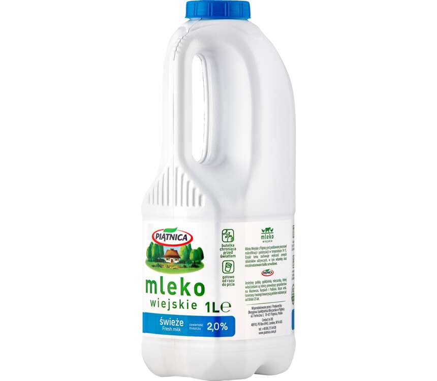 Piątnica Mleko wiejskie świeże tł.2% 1 L