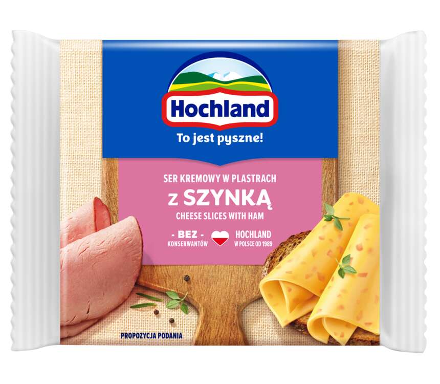 Hochland Ser topiony plastry z szynką 130 g