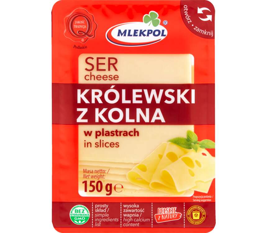 Mlekpol Ser żółty w plastrach Królewski 150 g