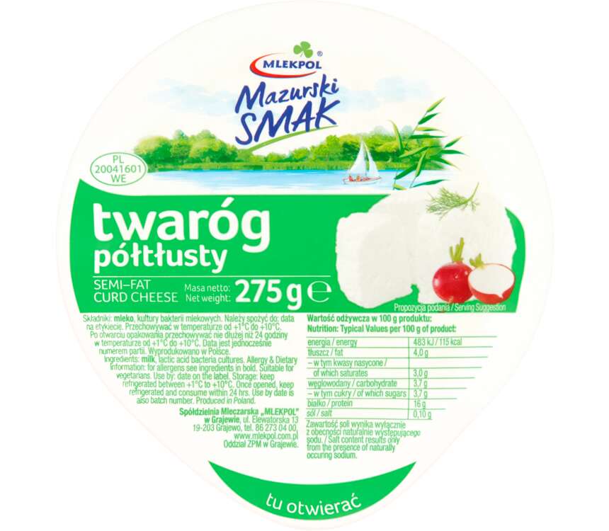 Mazurski Smak Twaróg półtłusty  275 g