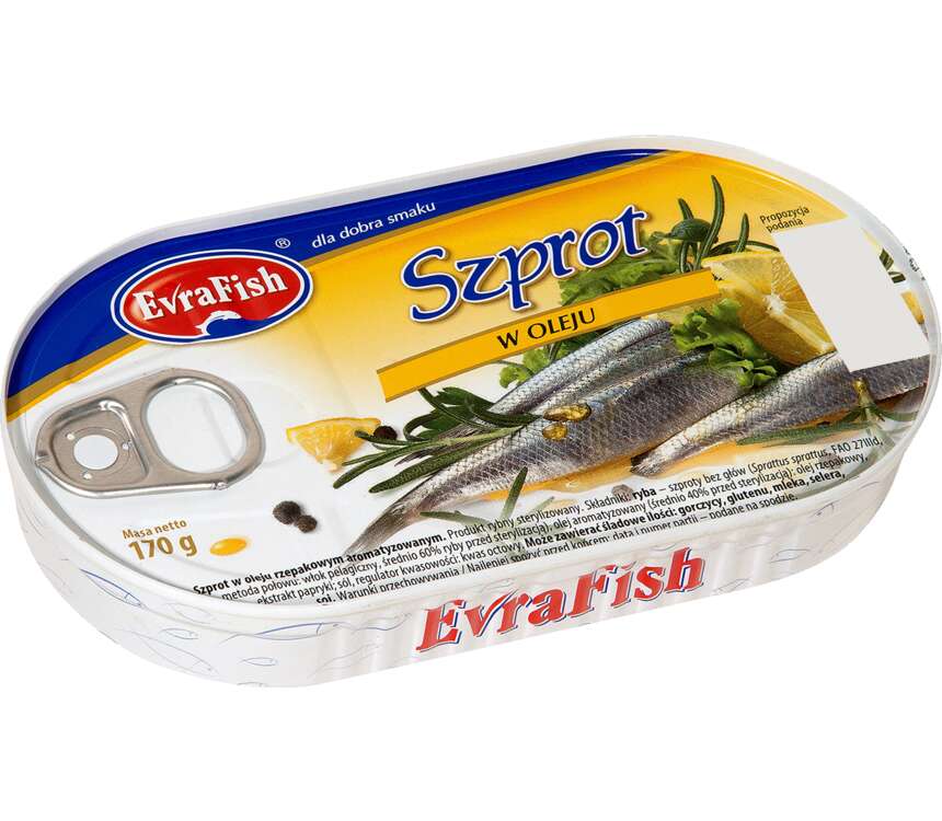 Evra Fish Szprot w oleju roślinnym 102/170g