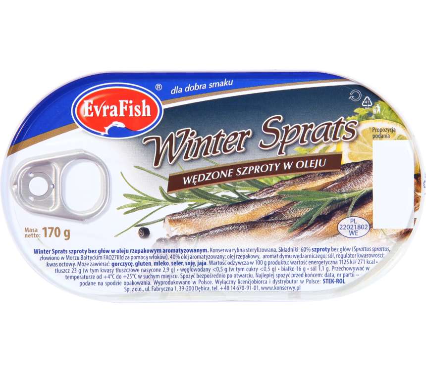 Evra Fish Szprot Winter podwędzany w oleju 102/170g