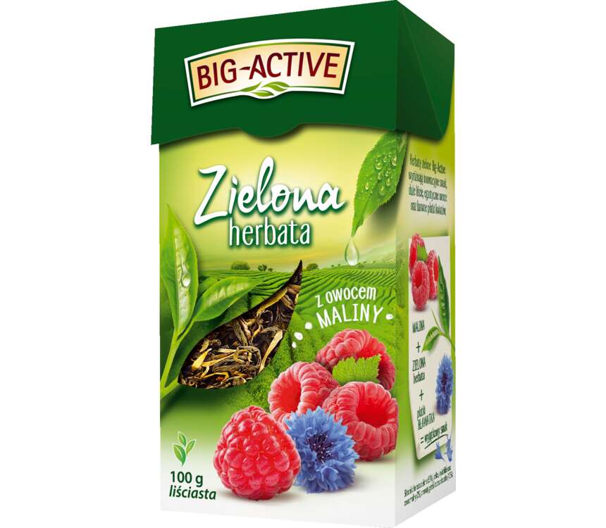 Big-Active Herbata zielona z maliną liściasta 100 g kaufland.pl