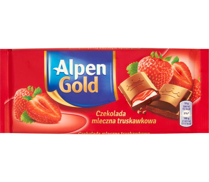 Alpen Gold Czekolada mleczna truskawkowa 90 g