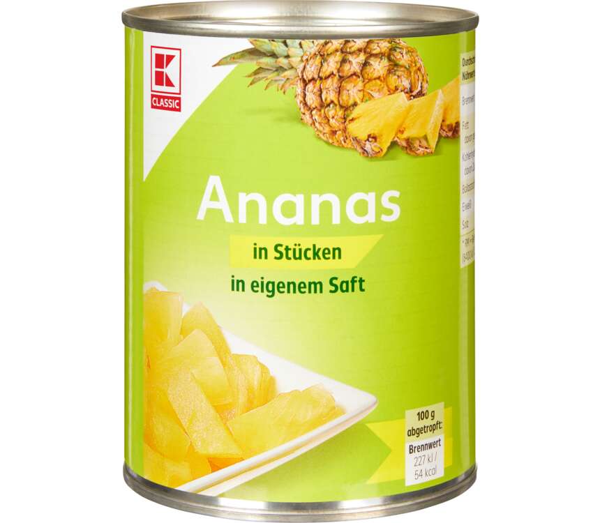 K-Classic Ananas kawałki w soku ananas. 340/560g