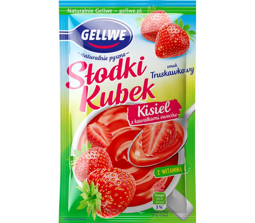 Gellwe Słodki Kubek Kisiel truskawkowy z kawałkami owoców 30 g kaufland.pl