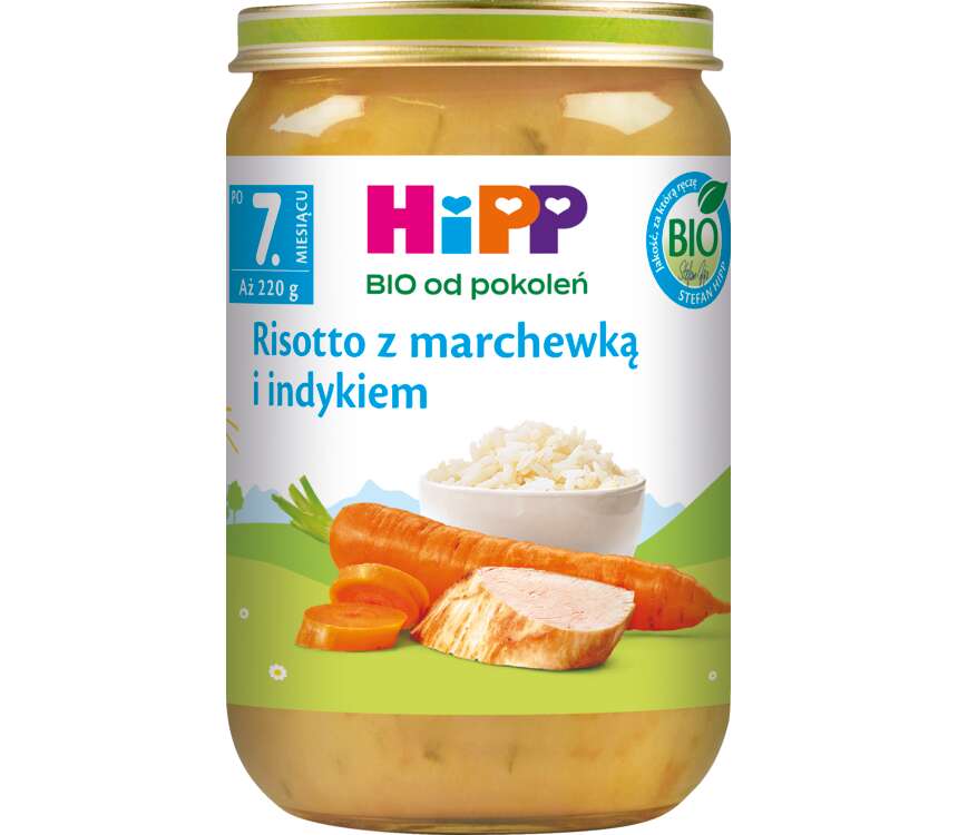 Hipp BIO 8M Risotto z marchewką i indykiem 220 g