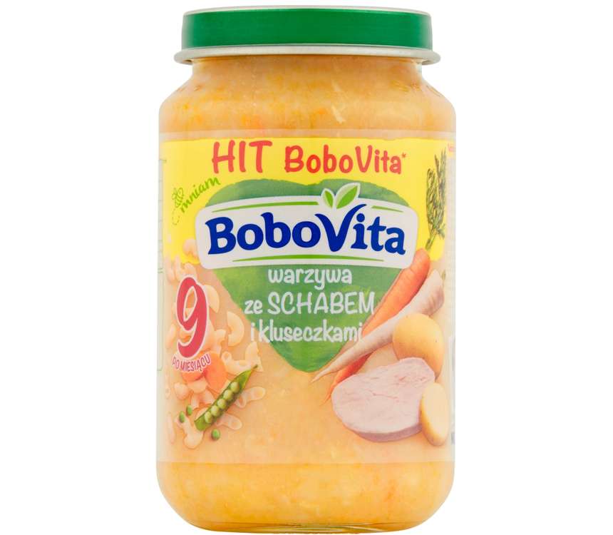 BoboVita 9M Danie dla dzieci warzyw.+schab+kluski 190 g