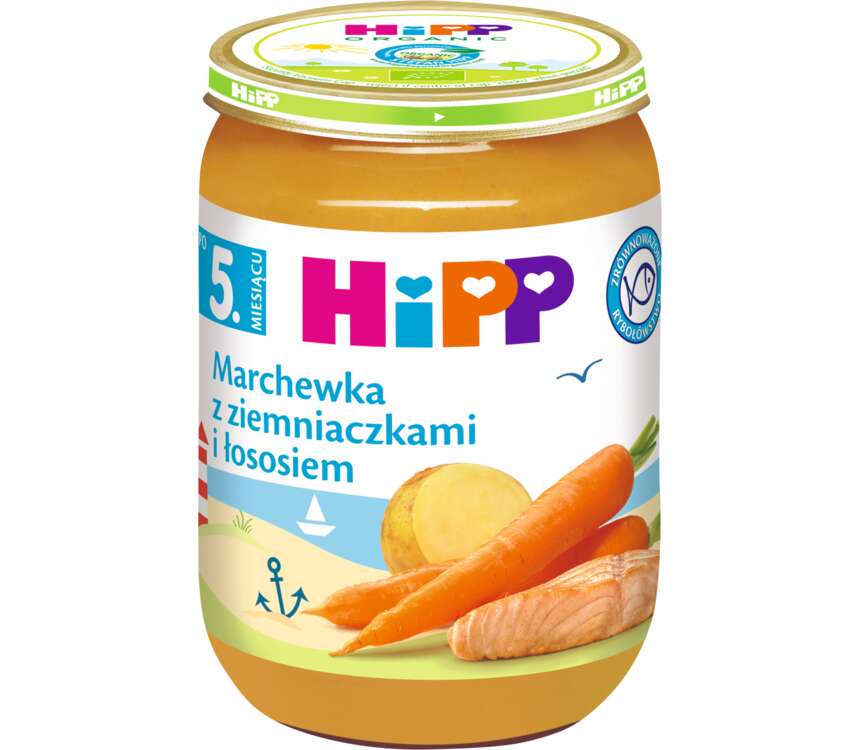 Hipp 6M Danie dla dzieci marchew-łosoś-ziem. 190 g