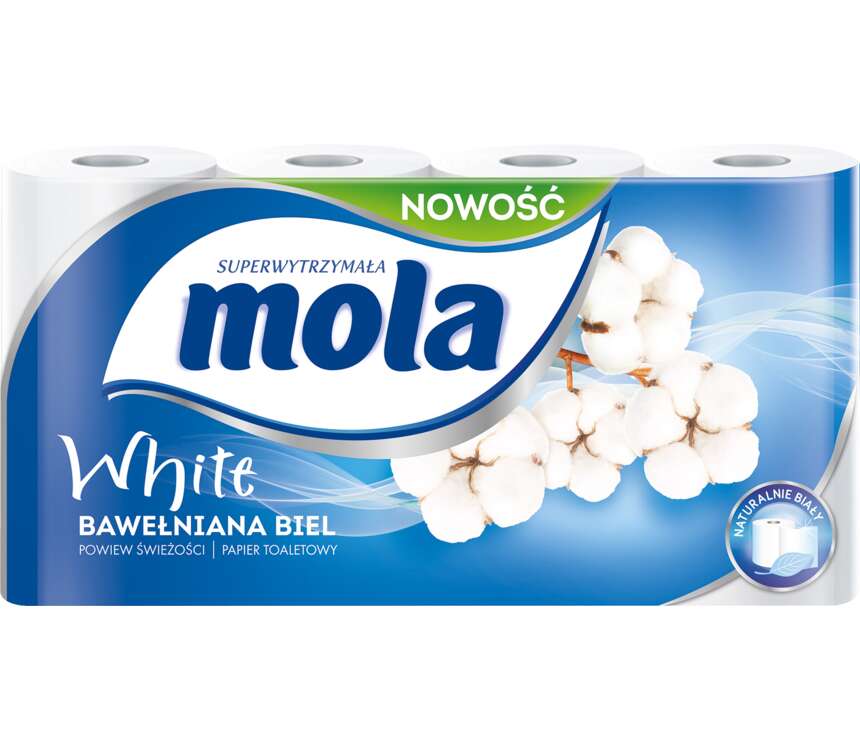 Mola White Papier toaletowy Bawełniana Biel 2-w 8 szt.