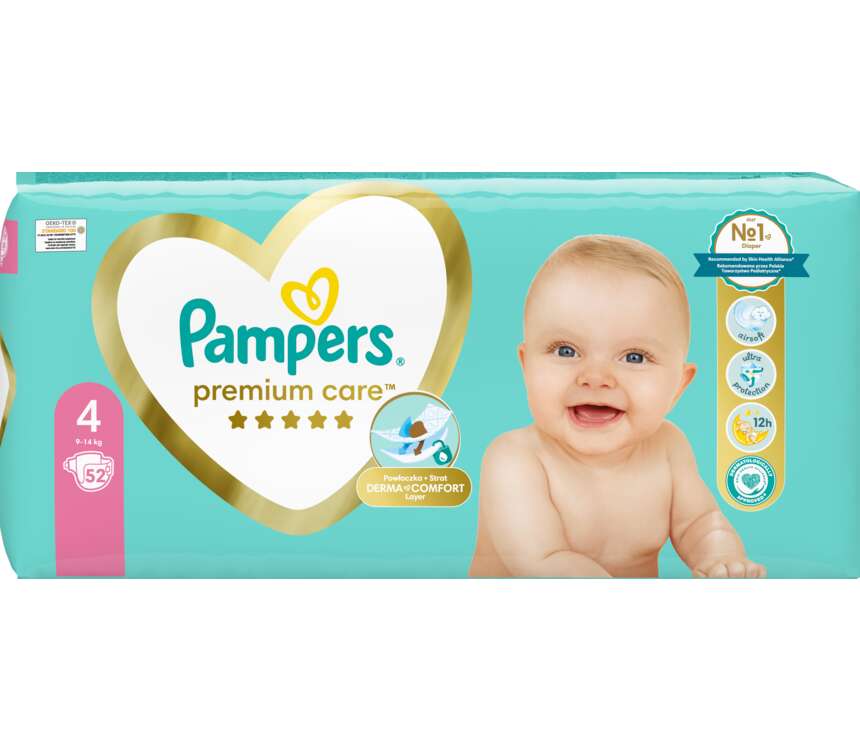 Pampers Premium Care Pieluchy dla dzieci 9-14kg r.4 52 szt.