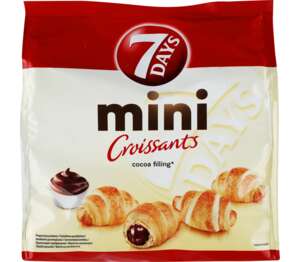 7Days Mini croissanty s kakaovou, vanilkovou a
kakao-vanilkovou náplň. 185g