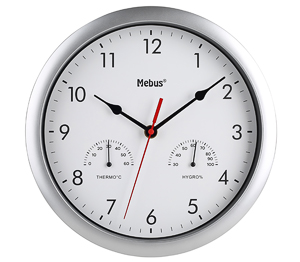MEBUS Wanduhr mit Klimastation